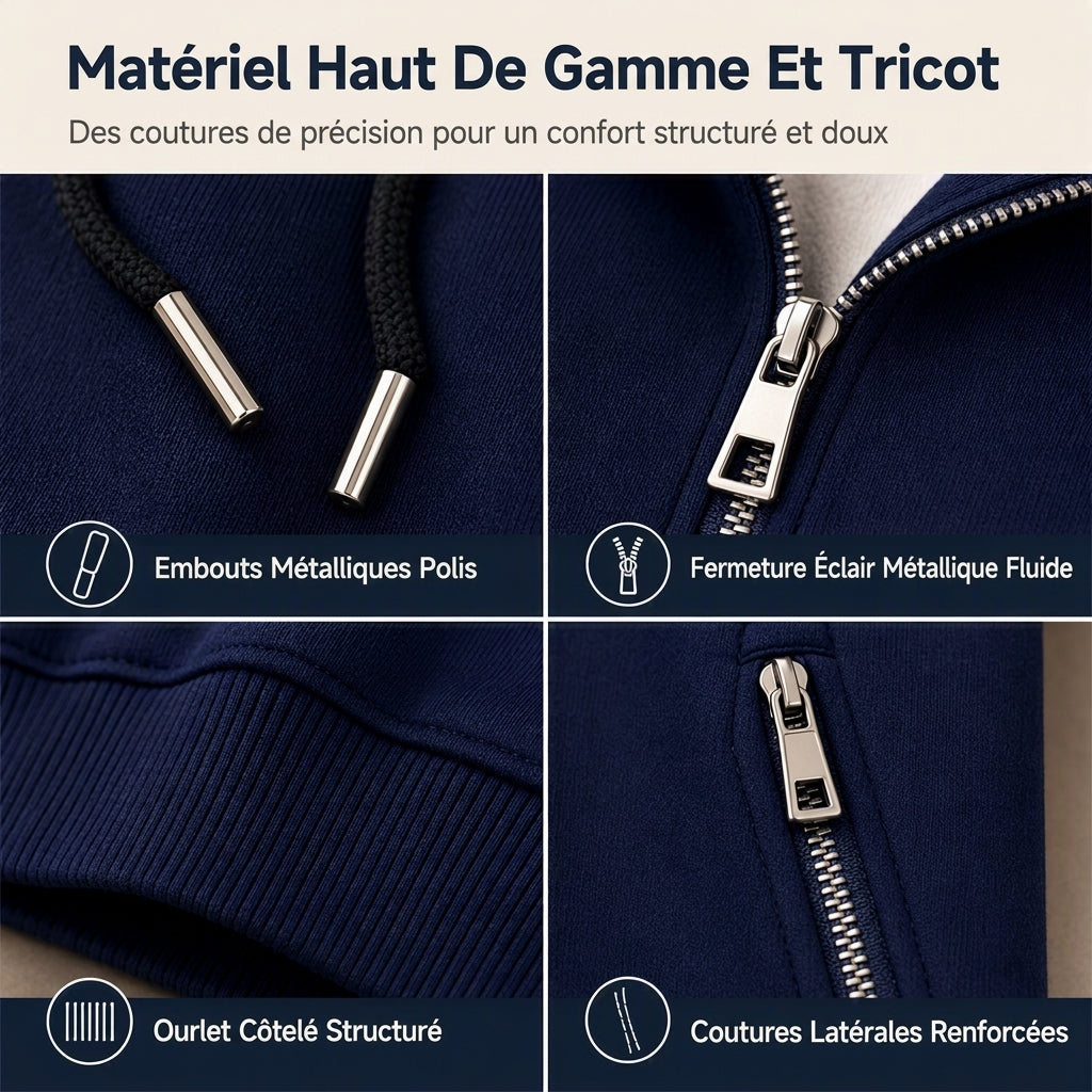 Sweat à capuche premium pour femme avec fermeture éclair sur toute la longueur et poches zippées