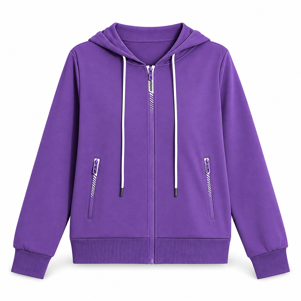 Sweat à capuche premium pour femme avec fermeture éclair sur toute la longueur et poches zippées