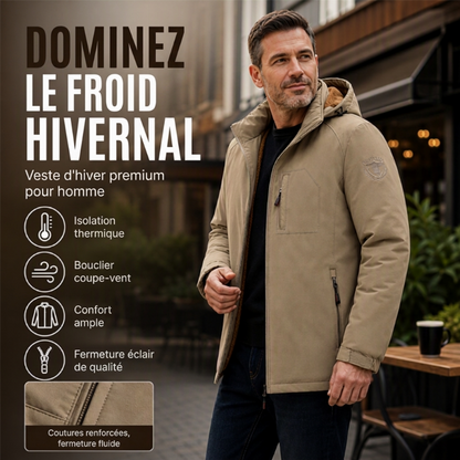 Veste à capuche imperméable et chaude pour homme, hiver