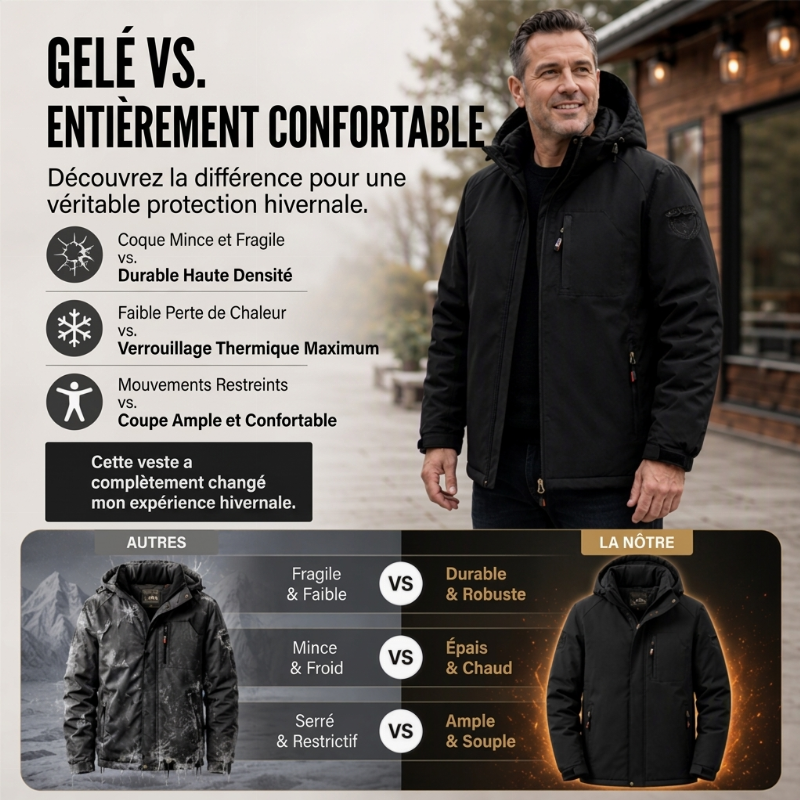 Veste à capuche imperméable et chaude pour homme, hiver