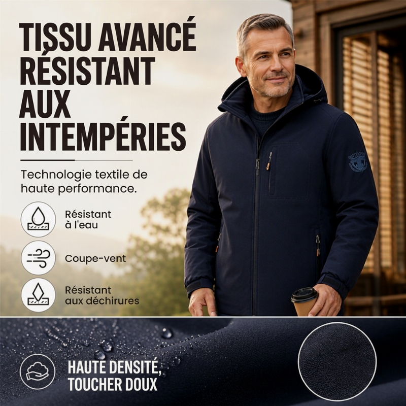 Veste à capuche imperméable et chaude pour homme, hiver