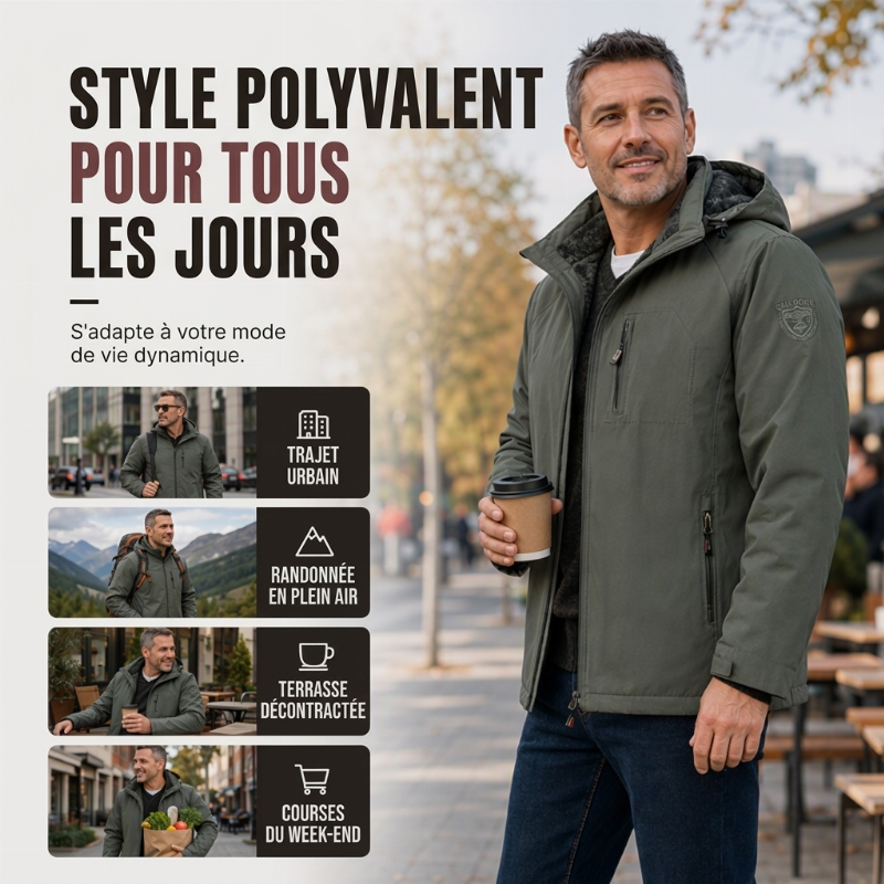 Veste à capuche imperméable et chaude pour homme, hiver