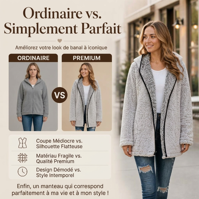 Cardigan décontracté à capuche en peluche pour femme