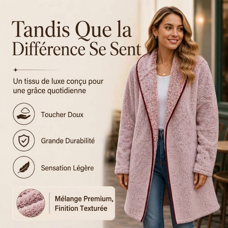 Cardigan décontracté à capuche en peluche pour femme