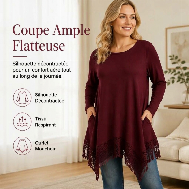 Tunique bohème en dentelle pour femme