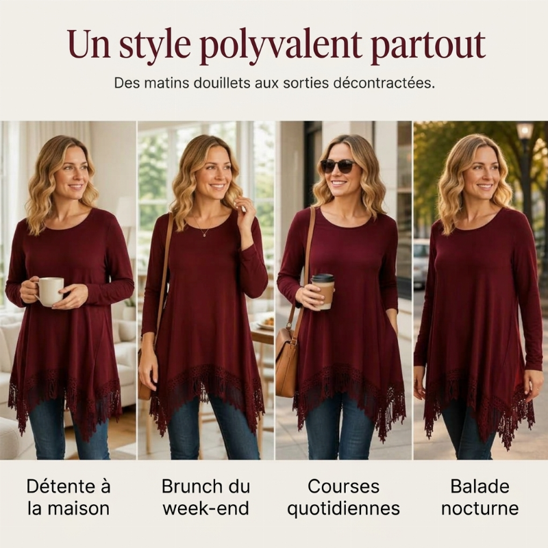 Tunique bohème en dentelle pour femme