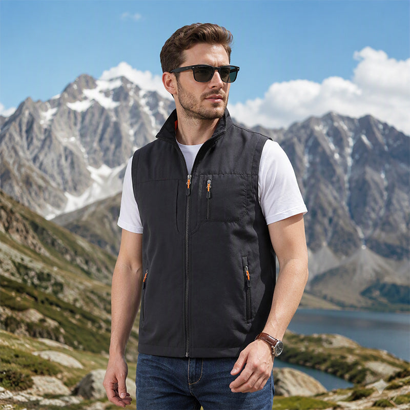 Gilet de plein air décontracté pour homme à col montant