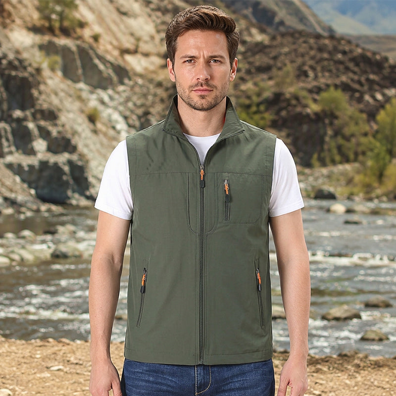 Gilet de plein air décontracté pour homme à col montant