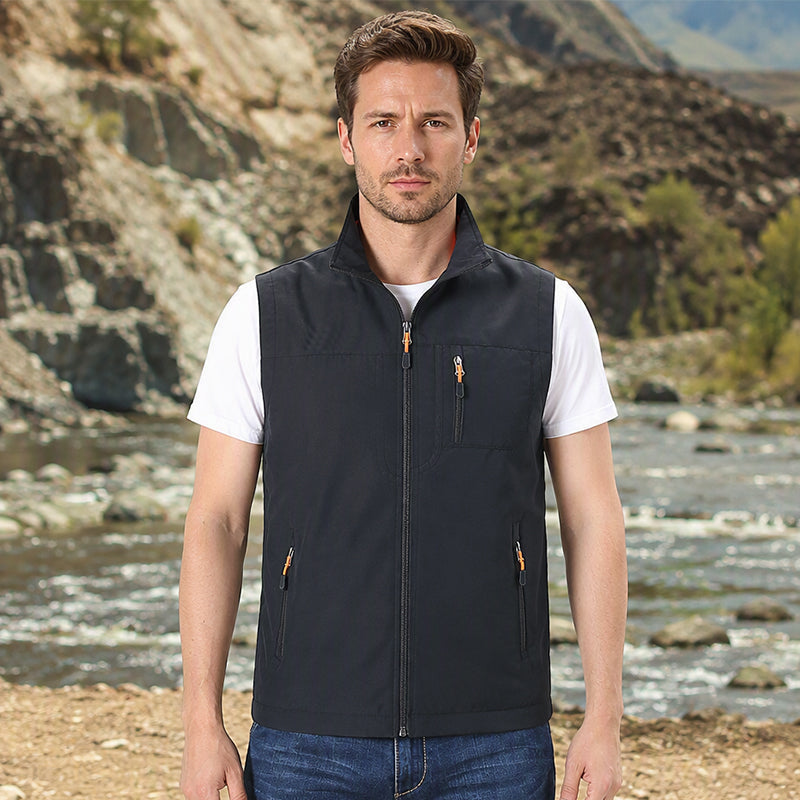 Gilet de plein air décontracté pour homme à col montant