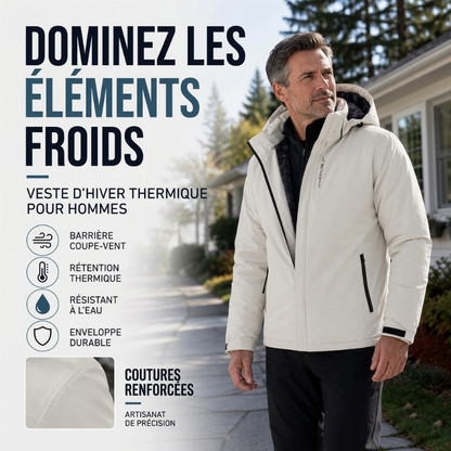 Veste à capuche imperméable doublée de polaire pour homme