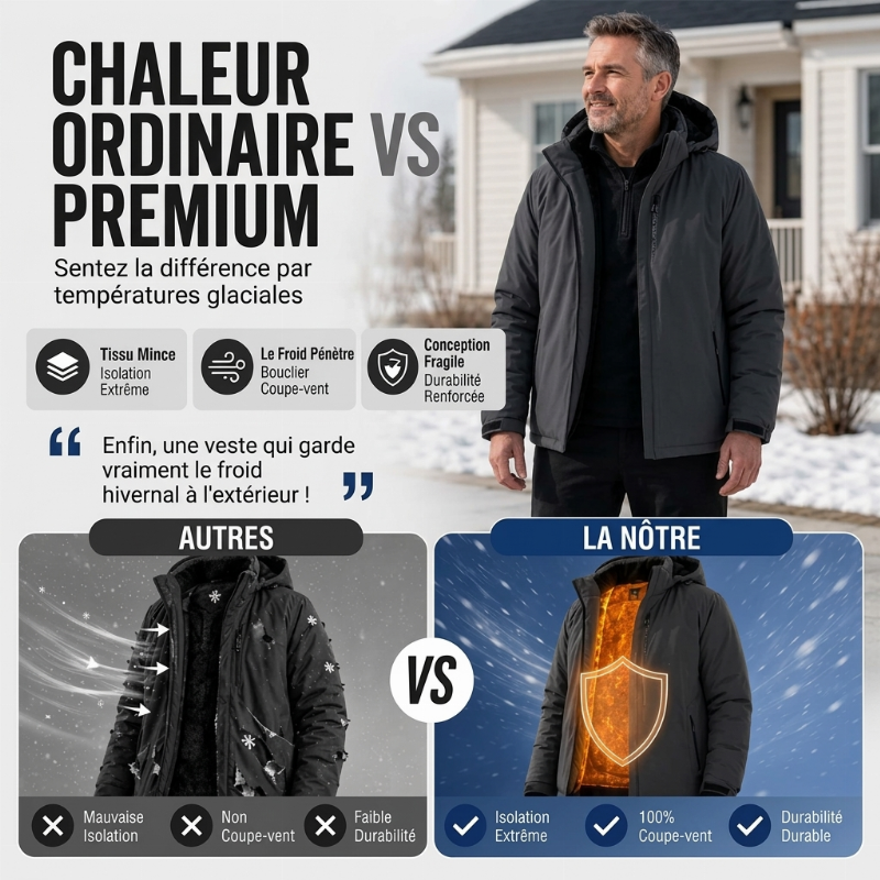 Veste à capuche imperméable doublée de polaire pour homme