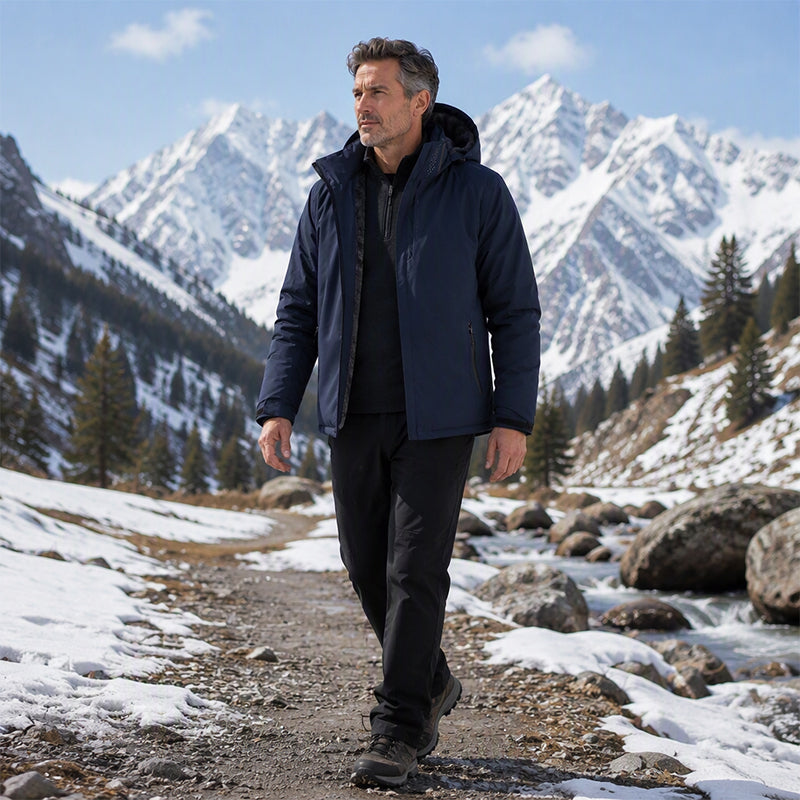 Veste à capuche imperméable doublée de polaire pour homme