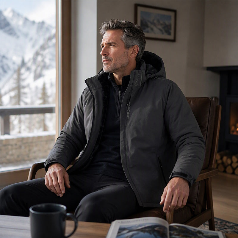 Veste à capuche imperméable doublée de polaire pour homme