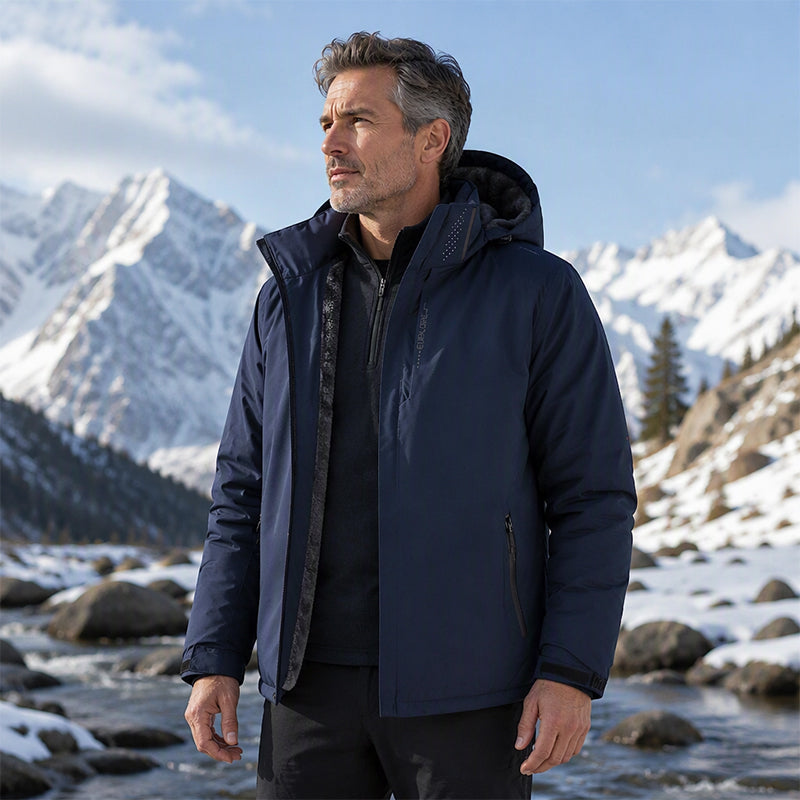 Veste à capuche imperméable doublée de polaire pour homme