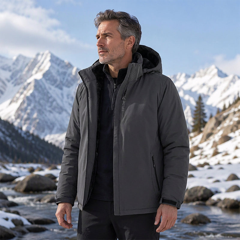 Veste à capuche imperméable doublée de polaire pour homme