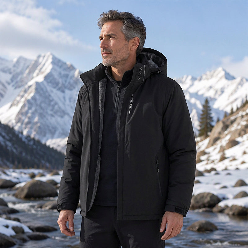 Veste à capuche imperméable doublée de polaire pour homme