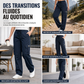 Pantalon cargo femme coupe droite décontractée avec taille élastique à cordon de serrage et poches utilitaires latérales