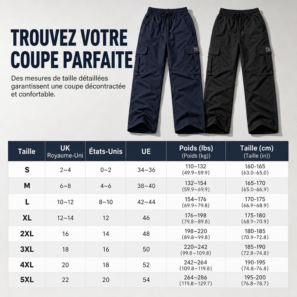 Pantalon cargo femme coupe droite décontractée avec taille élastique à cordon de serrage et poches utilitaires latérales