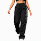 Pantalon cargo femme coupe droite décontractée avec taille élastique à cordon de serrage et poches utilitaires latérales