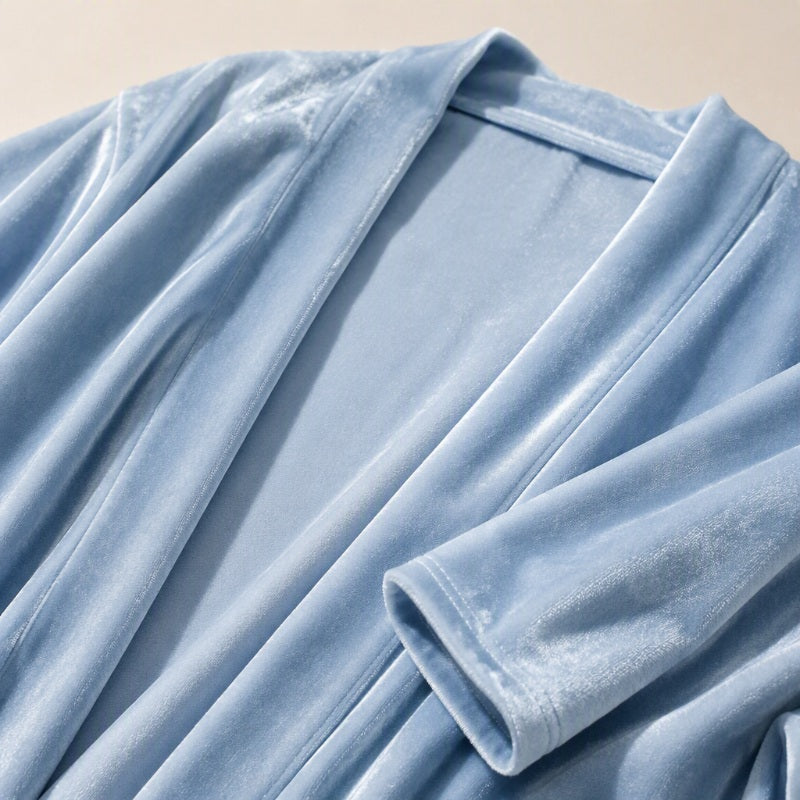 Cardigan en velours pour femme, ouvert sur le devant