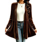 Cardigan en velours pour femme, ouvert sur le devant