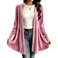 Cardigan en velours pour femme, ouvert sur le devant