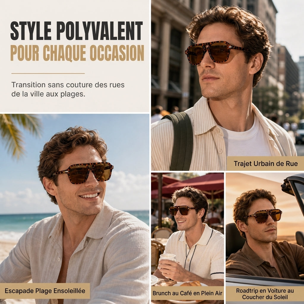 Lunettes de soleil à monture carrée style vintage rétro