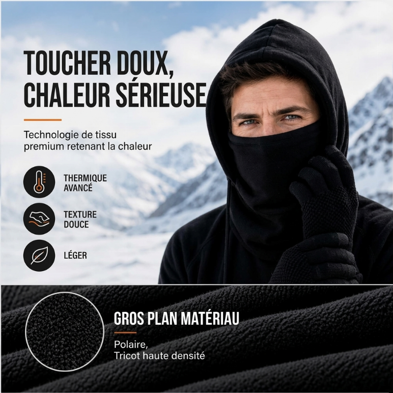 Ensemble cagoule avec gants tactiles et chaussettes