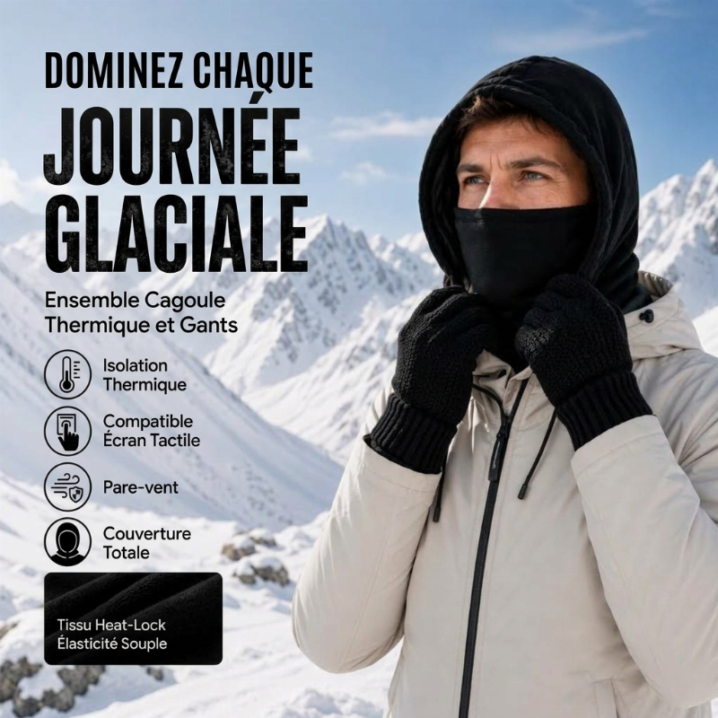 Ensemble cagoule avec gants tactiles et chaussettes