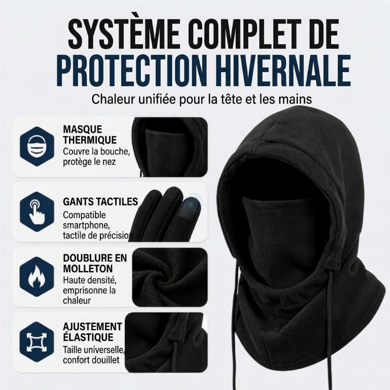 Ensemble cagoule avec gants tactiles et chaussettes