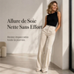 Pantalon large décontracté à taille haute pour femme, effet drapé