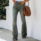 Jean flare taille haute décontracté pour femme