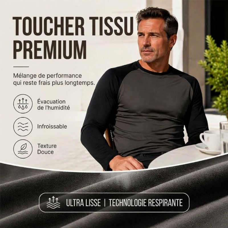 T-shirt à manches longues raglan color-block pour homme