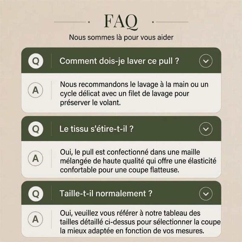 Haut en maille élégant et confortable pour femme, avec bordure à volants