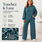 Ensemble 2 pièces pour femme : pull rayé et pantalon large