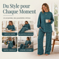 Ensemble 2 pièces pour femme : pull rayé et pantalon large