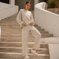 Ensemble 2 pièces pour femme : pull rayé et pantalon large
