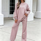 Ensemble 2 pièces pour femme : pull rayé et pantalon large