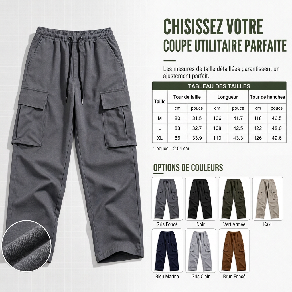 Pantalons cargo décontractés pour homme avec cordon de serrage, été