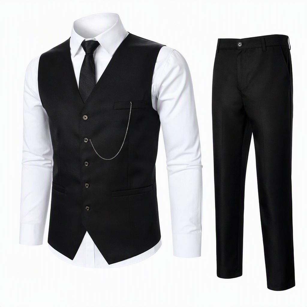 Ensemble de costume de cérémonie 3 pièces coupe ajustée pour homme