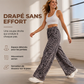Pantalon large droit à imprimé léopard pour femme, style mode