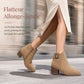 Bottines Martin en daim pour femmes avec boucle inclinée, talon moyen épais et fermeture à glissière latérale