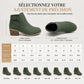 Bottines Martin en daim pour femmes avec boucle inclinée, talon moyen épais et fermeture à glissière latérale