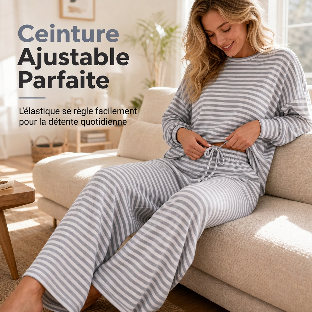 Ensemble décontracté pour femme : haut rayé et pantalon
