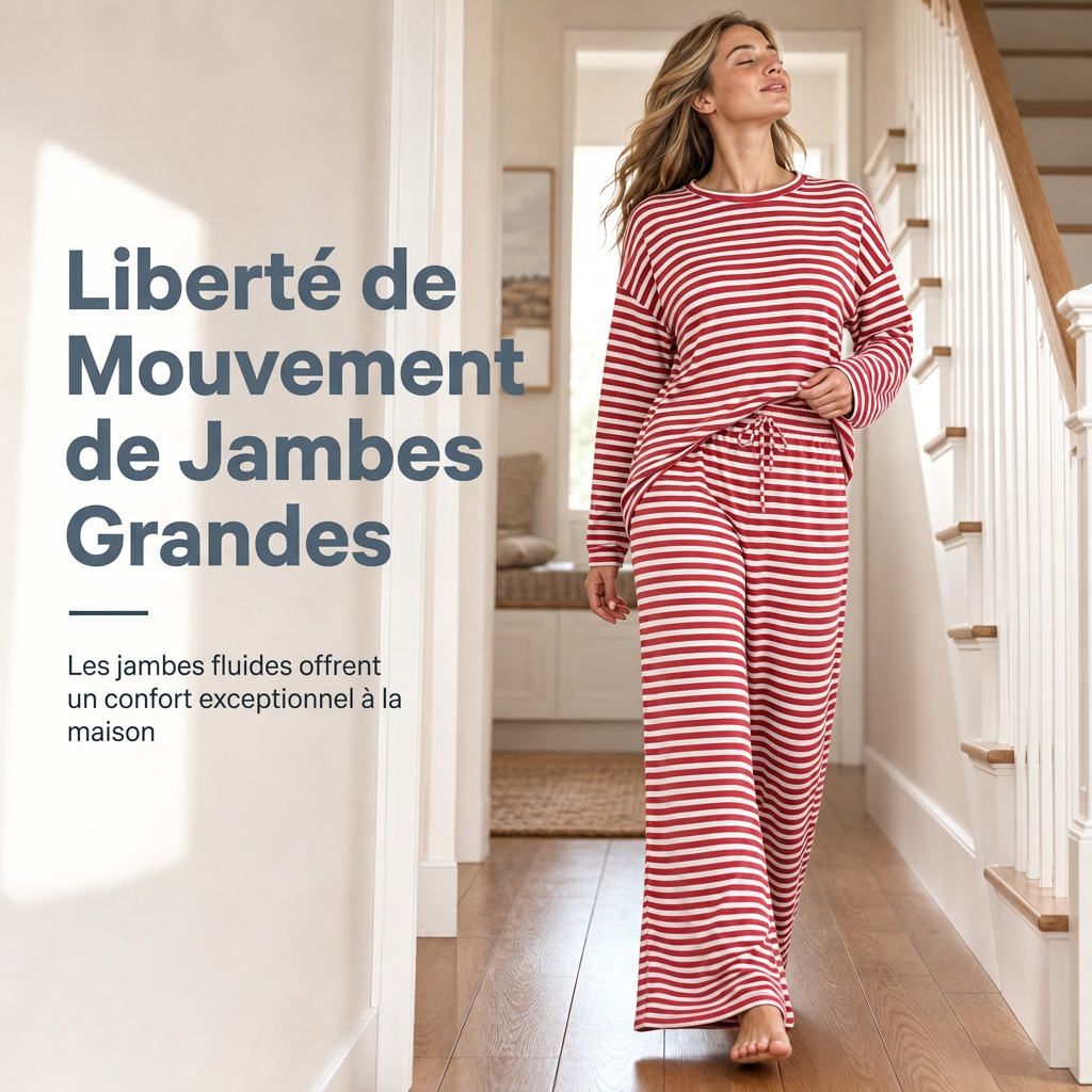 Ensemble décontracté pour femme : haut rayé et pantalon