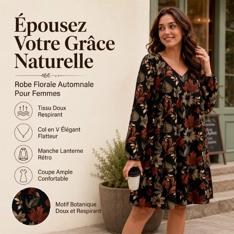 Robe élégante pour femme à imprimé feuille d'érable