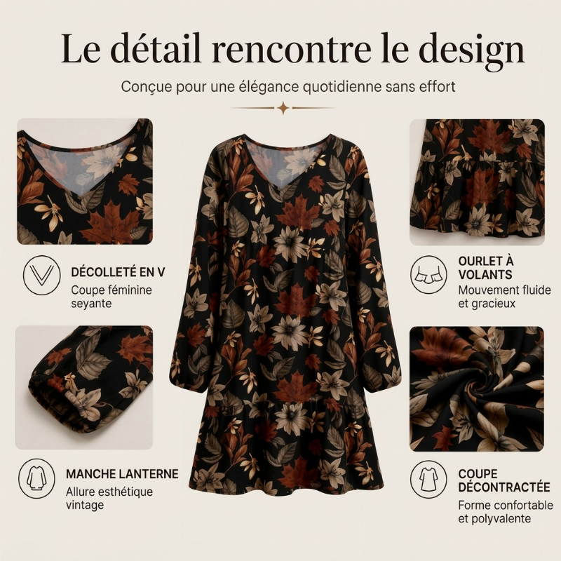 Robe élégante pour femme à imprimé feuille d'érable