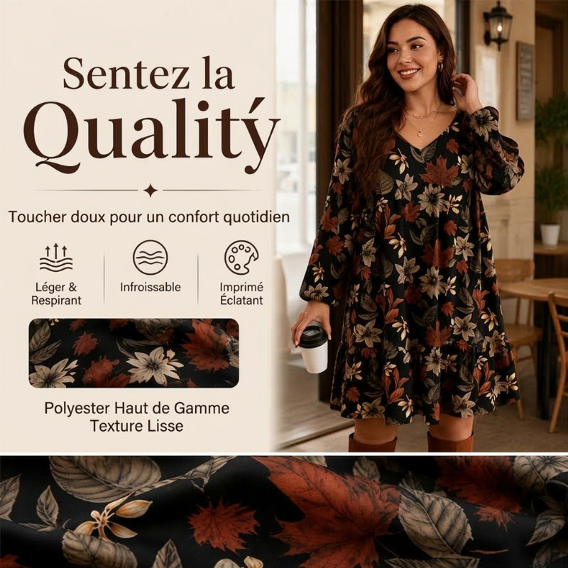 Robe élégante pour femme à imprimé feuille d'érable