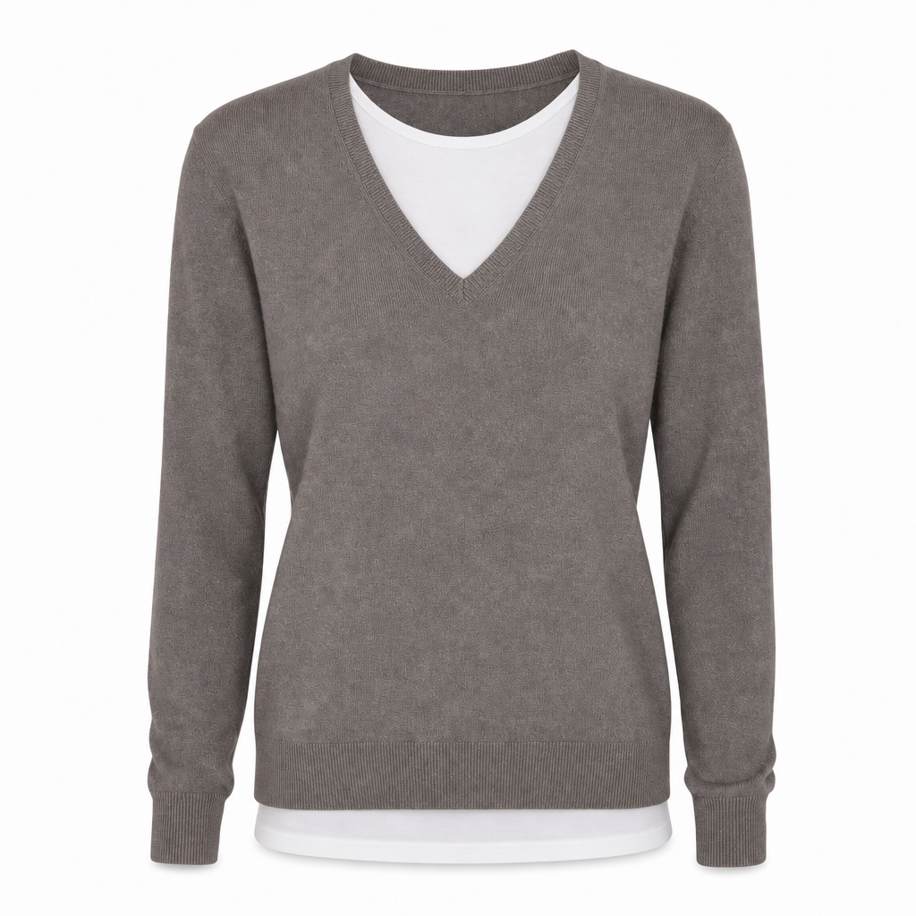 Haut en maille faux deux-pièces à col V pour femme