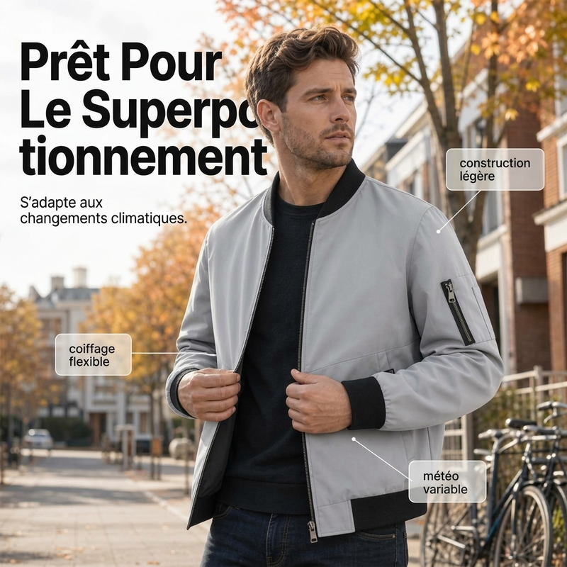 Blouson bomber décontracté léger pour homme